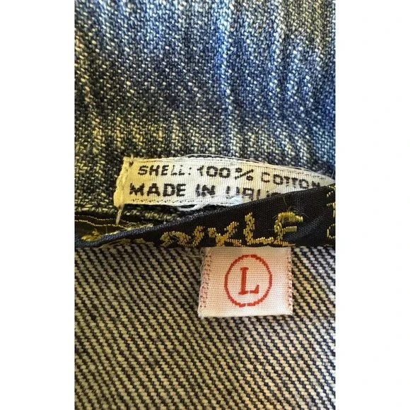 VTG Krazy Krinkle Denim Jean Jacket Women Large Distressed 80s 90s *flaw - Picture 5 of 10